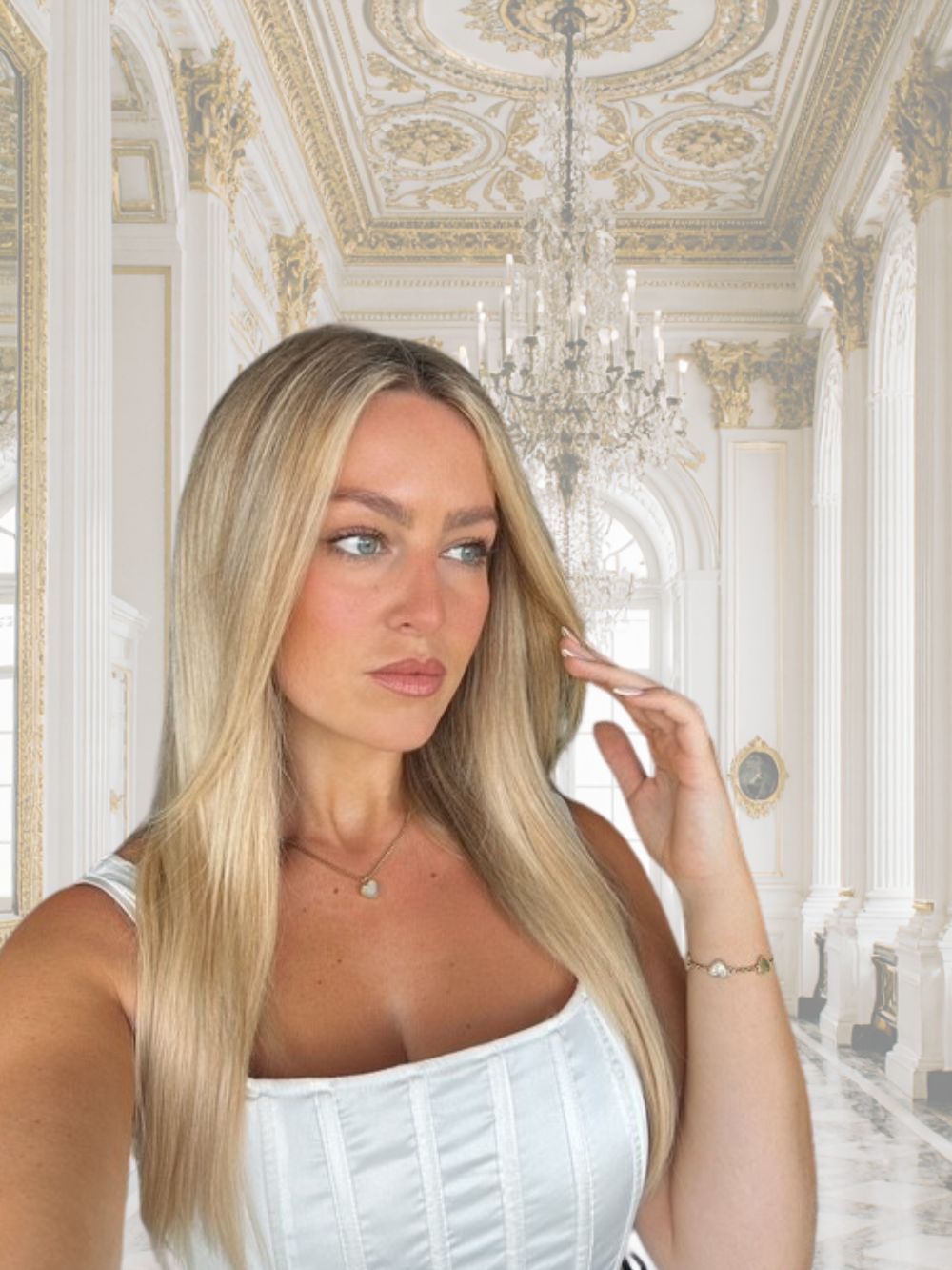Kreiere deinen Hairstyle mit glatten 50cm langen Nanoring Extensions. Luxus pur.